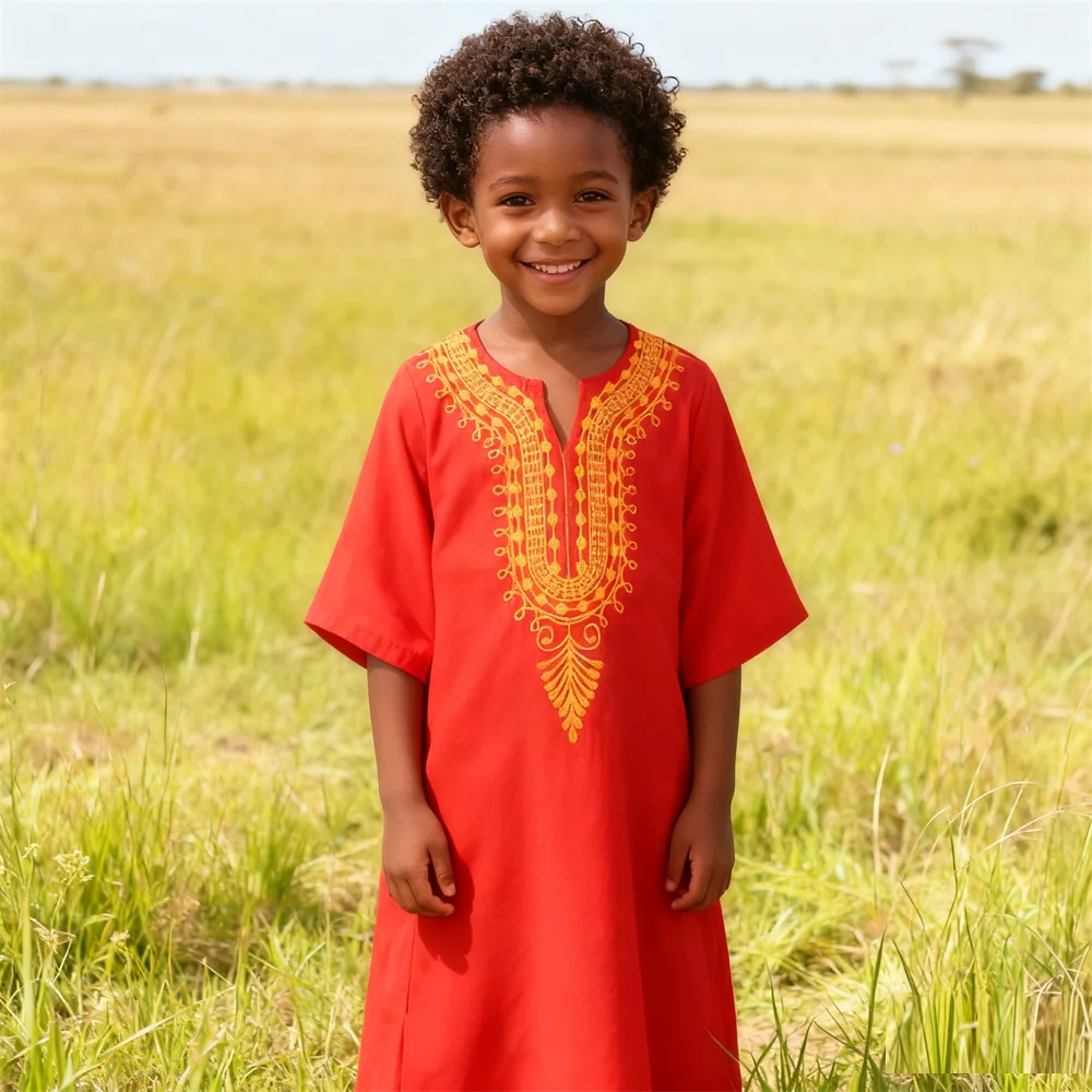 Ragazzi musulmani Abito Abito Arabia Saudita Abaya Caftano Jubba Thobe Islam Eid Ramadan Djellaba Marocco Caftano Abaya Ricamo Abbigliamento