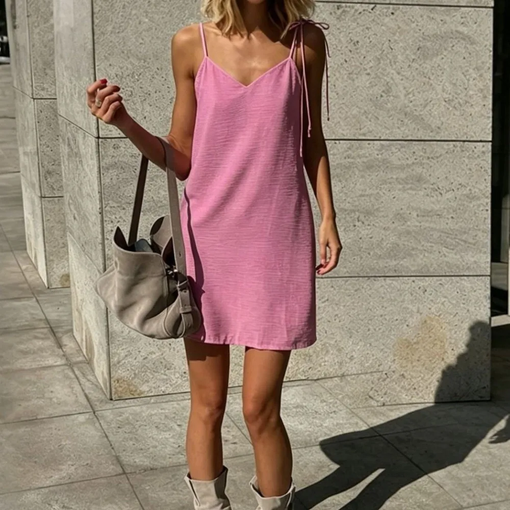 New V Neck Camisole Dress Sleeveless Backless Women's Sleeveless Dress Spaghetti Strap Summer Sundress Summer Wear