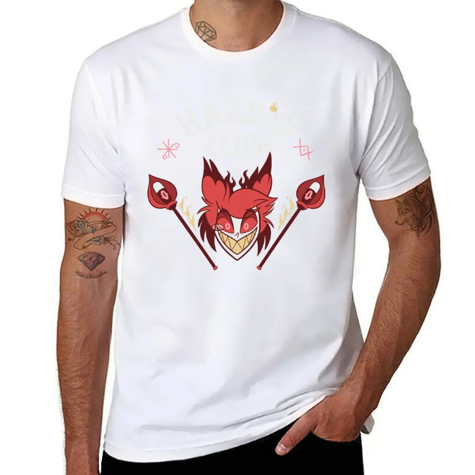 

Футболка Hazbin Club с рисунком для мужчин, забавные футболки, мужская футболка