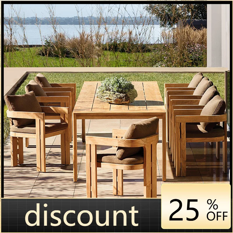 LMM outdoor courtyard teak table and chair combination villa open-air creative homestay garden club