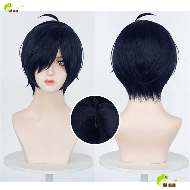 

P3 Yuuki Makoto Cosplay Wig 25cm Dark Blue Wigs For Men Women Halloween Cosplay Anime Wig Heat Resistant Synthetic Hair