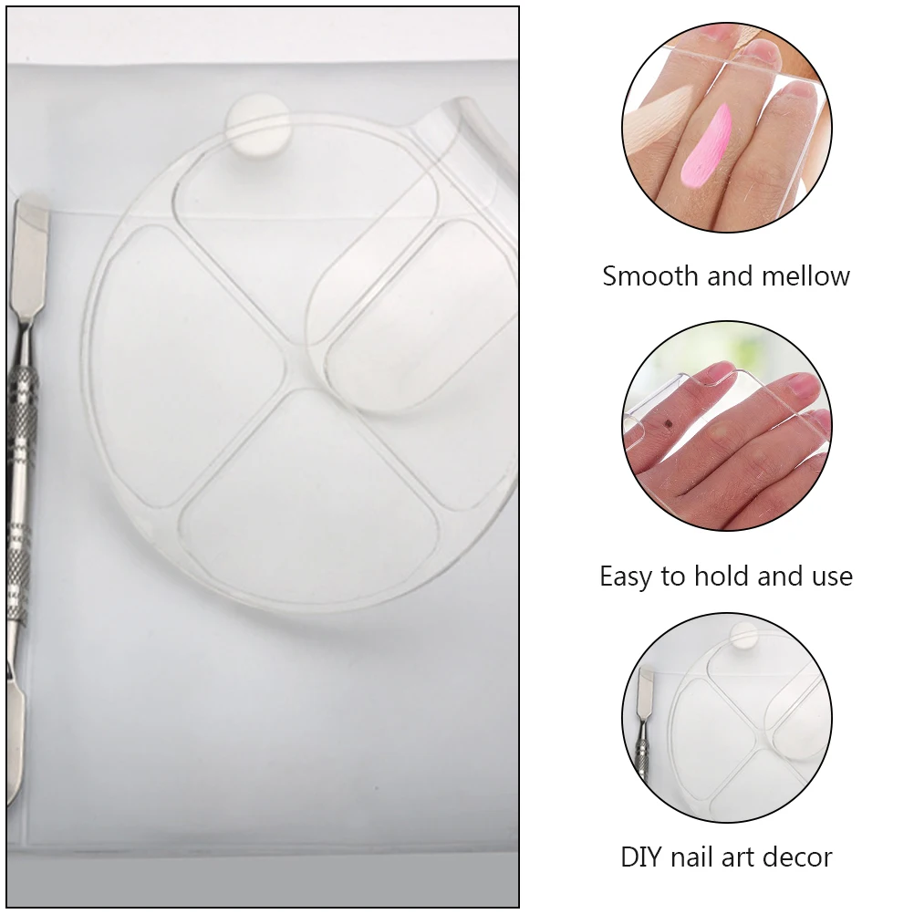 2 Sets Makeup Palette Nail Art Color Mixing Plates Durable Multi-purpose Ring Nail Art Palette Brush Storage Tools