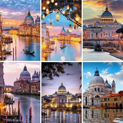 DIY Italy Venice City Night Lights Landscape Full Diamond Painting Cross Stitch Embroidery Mosaic Living Room Home Decor
