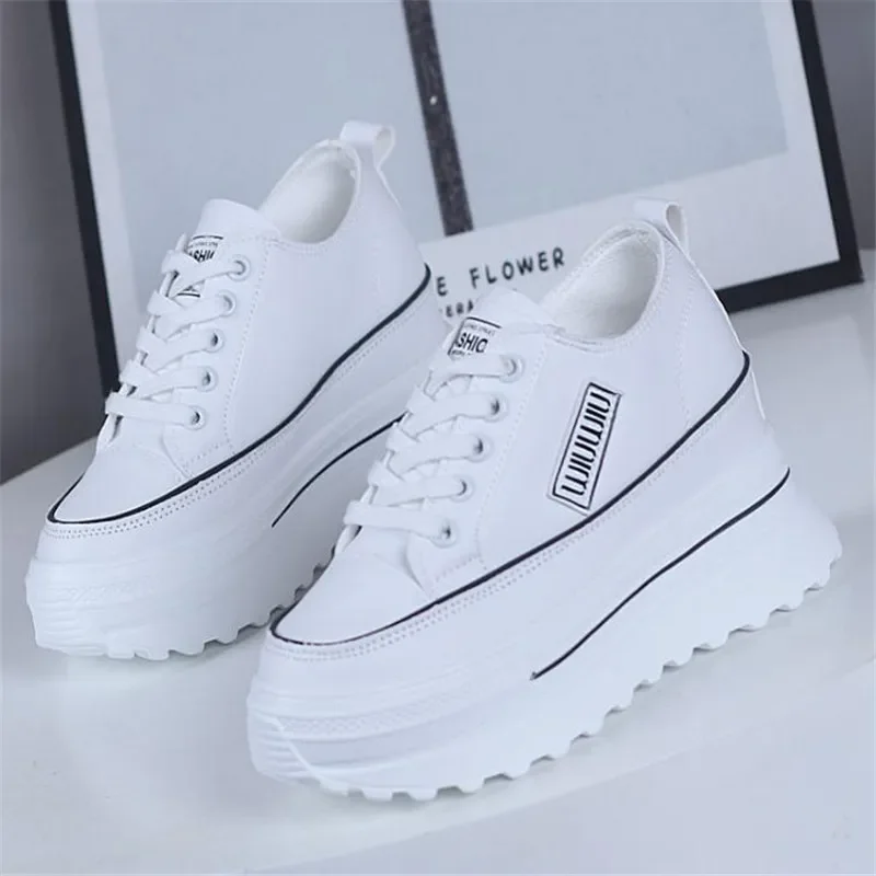 8cm Platform Shoes Womens leather Sport Shoes Thick Bottom Daddy Shoe Fashion Spring Summer Light Lace Up Casual shoes