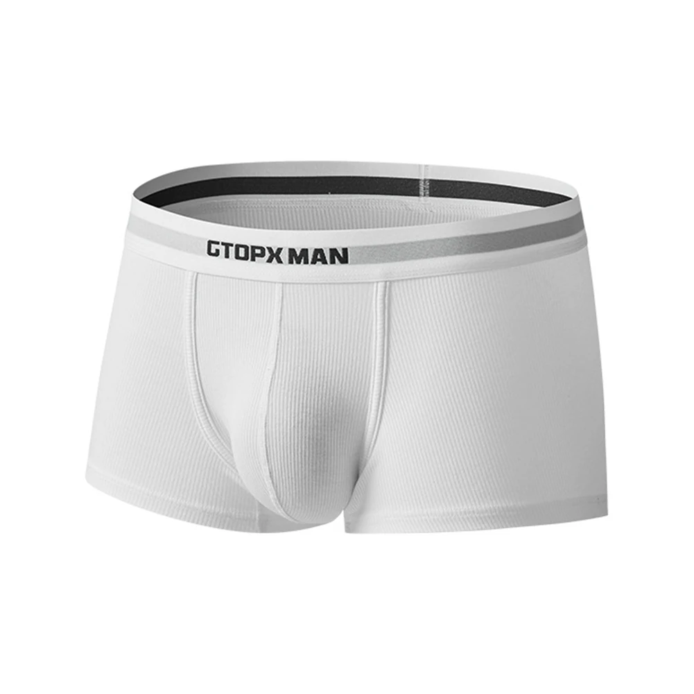 

Briefs Low Rise Briefs Breathable Underwear Ribbed Fabric Solid Pattern Bulge Pouch Design Regular Length Regular Length Boxer