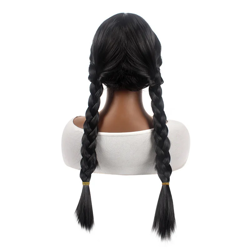 Cos Black Double Ponytail Braided Wig Direct Sale Synthetic Wig 3