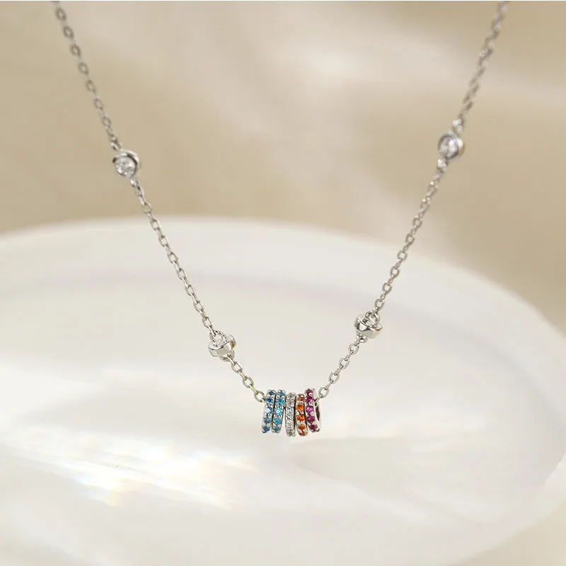 قوس قزح نقل حبة قلادة المرأة ضوء الفاخرة مزاجه الراقية الأزياء تنوعا المتخصصة تصميم Ins سلسلة الترقوة