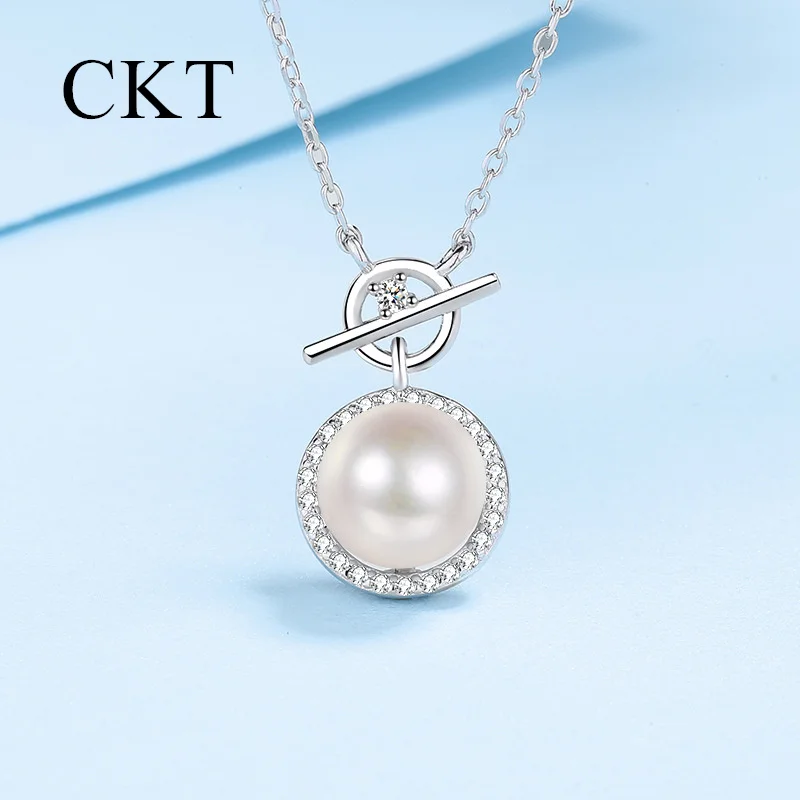 

Female Collarbone Chain Light Luxury Temperament Tide Freshwater Pearl Necklace Moissanite Micro-setting Pendant Wedding Jewelry