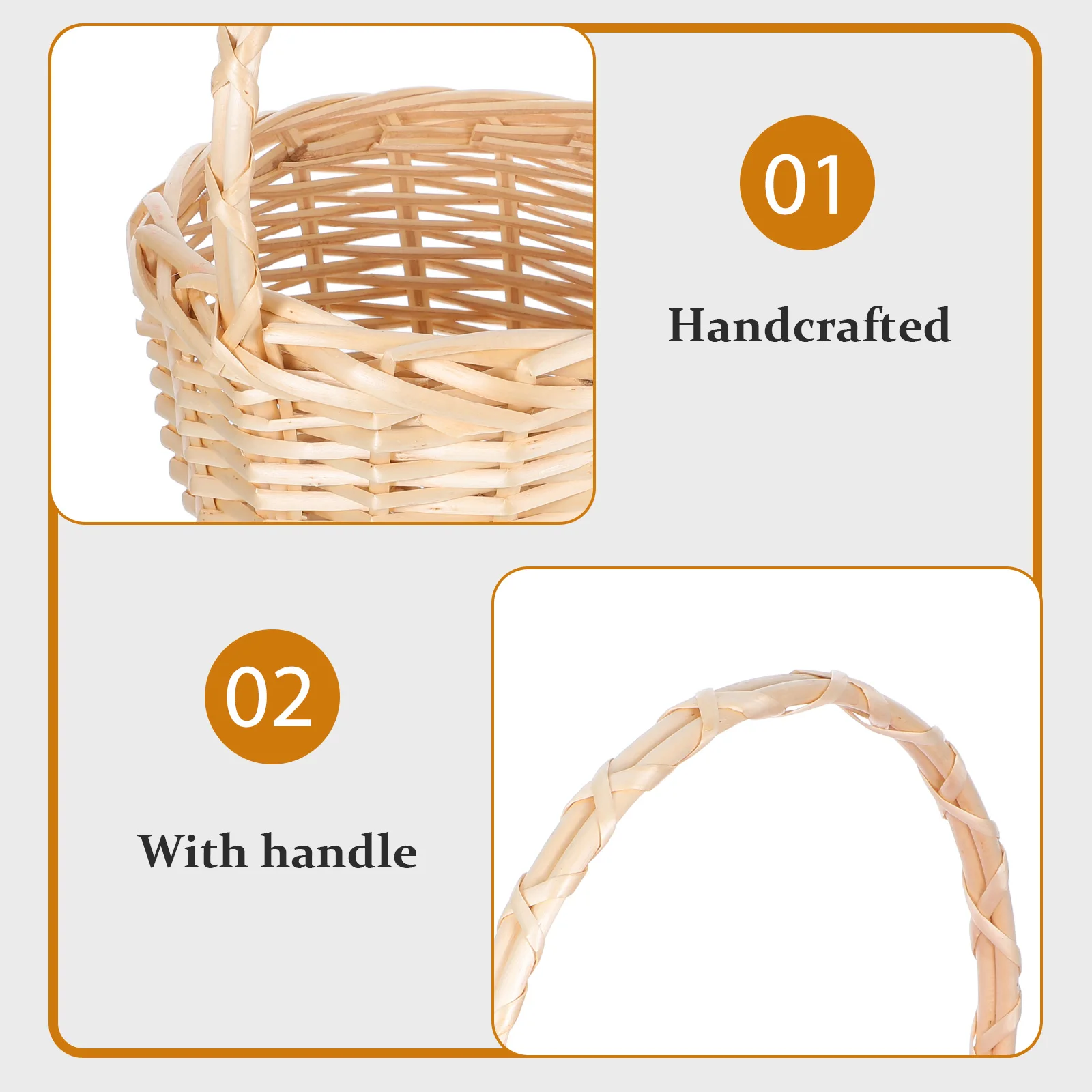 Natural Willow Hamper Handcrafted Wicker Picnic Basket for Food Vegetable Storage Decorative Flower Basket with Pearl Handle