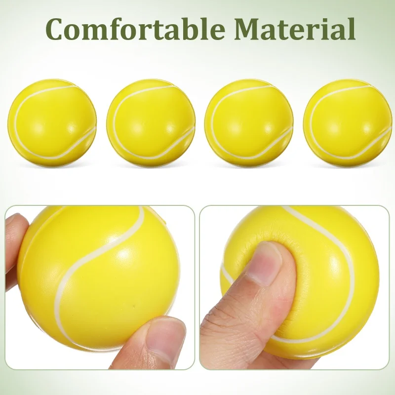 2PCS เทนนิสลูกบอลของเล่นกีฬาตลกเทนนิสความเครียดบอลบีบเทนนิส PU โฟมสําหรับเด็กสําหรับผู้ใหญ่กีฬาของเล่นบอล
