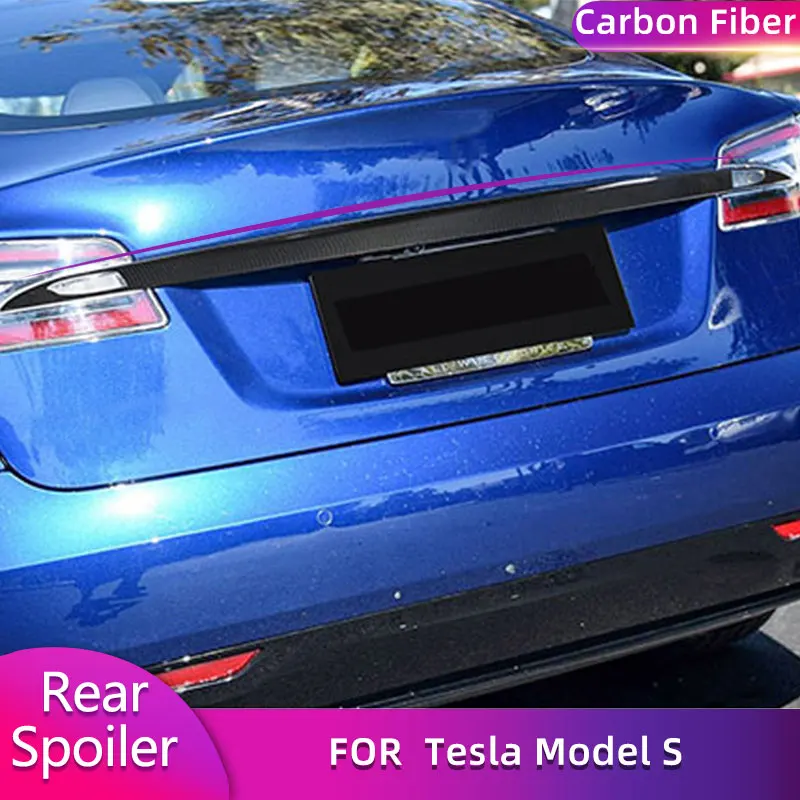 

Carbon Fiber Rear Trunk Spoiler Strips Trim for Tesla Model S 70D 90D P100D 2016-2023 Car Racing Rear Wing Lip Trims Body Kit