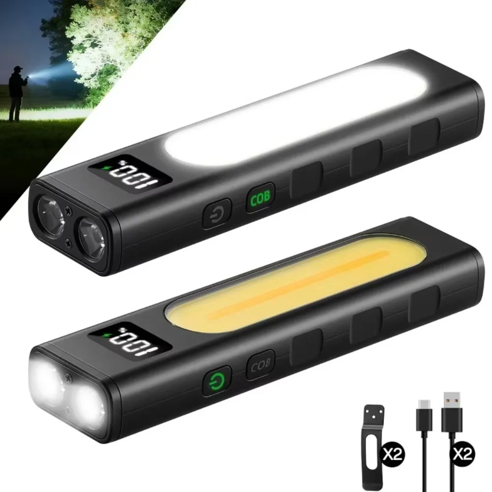 Portable EDC LED Flashlight Type-C Rechargeable Magnetic COB Work Lamp for Outdoor Camping Hiking Emergency Lighting view 2