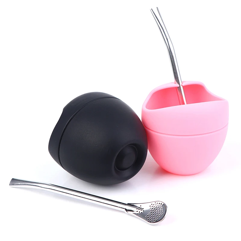 5oz Siliconen Yerba Mate Cup Kalebas Met Bombilla Stro Bpa Gratis 5oz Silicone Bombillas Yerba Mate Cup Set view 5