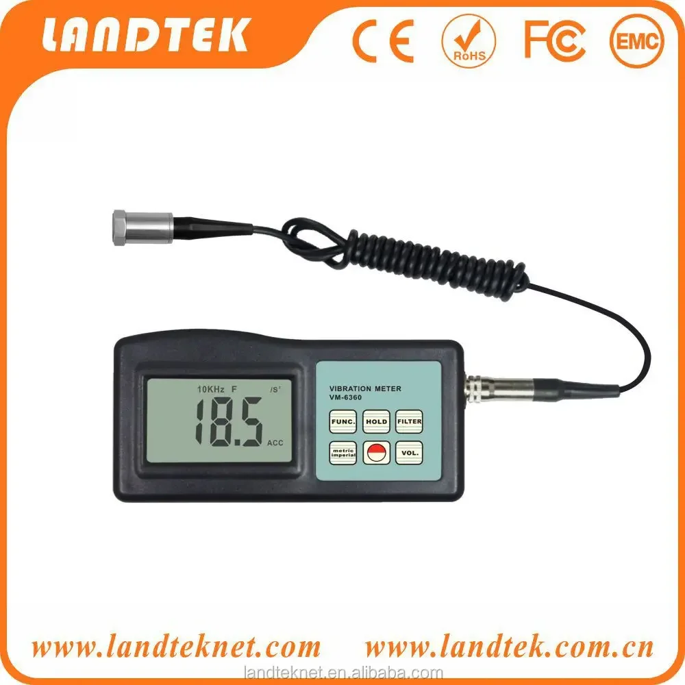 LANDTEK High Accuracy Digital Vibration Meter Acceleration/Velocity/Displacement Tester VM-6360