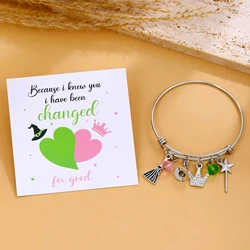 Wicked the Musical Charms Bracelets Elphaba Glinda Friendship Adjustable Bracelet for Women Girl Jewelry Valentine's Day Gifts