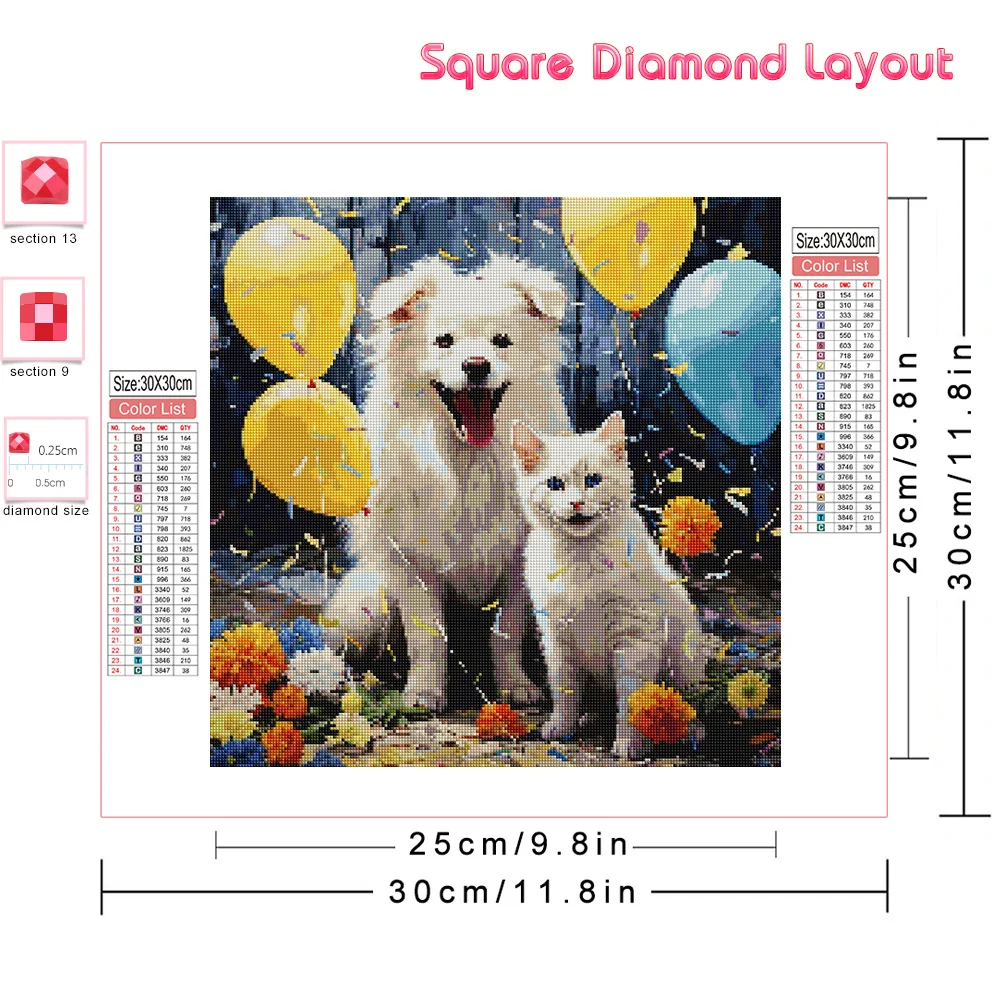 Huacan Full Diamond Mosaic Animal Dog Diy 5d Diamond Mosaic Flower Complete Kit Art Gift Home Decoration