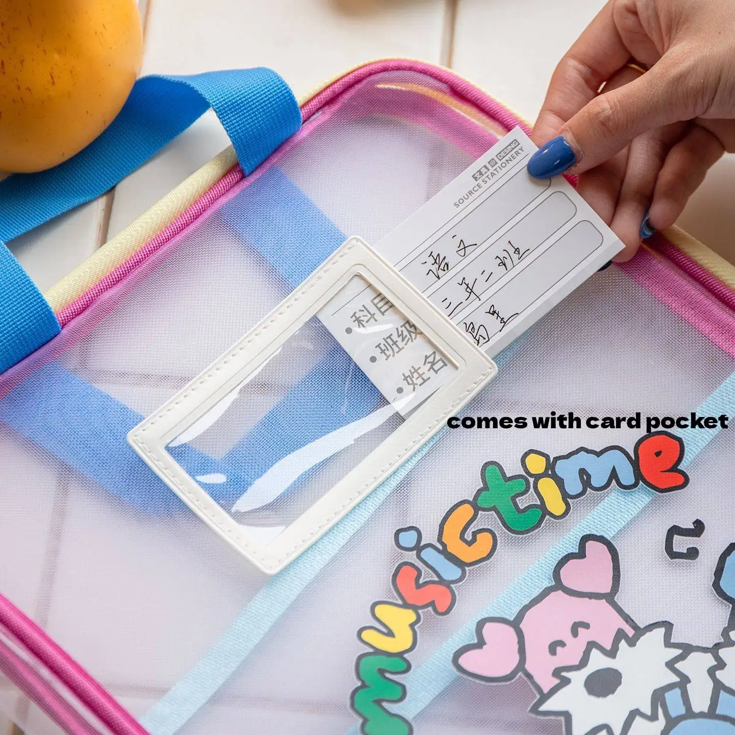 Portable Handle Double Layer Transparent Zipper Document Bag Large Capacity File Pouch School Office Paper Stationery Storage view 5