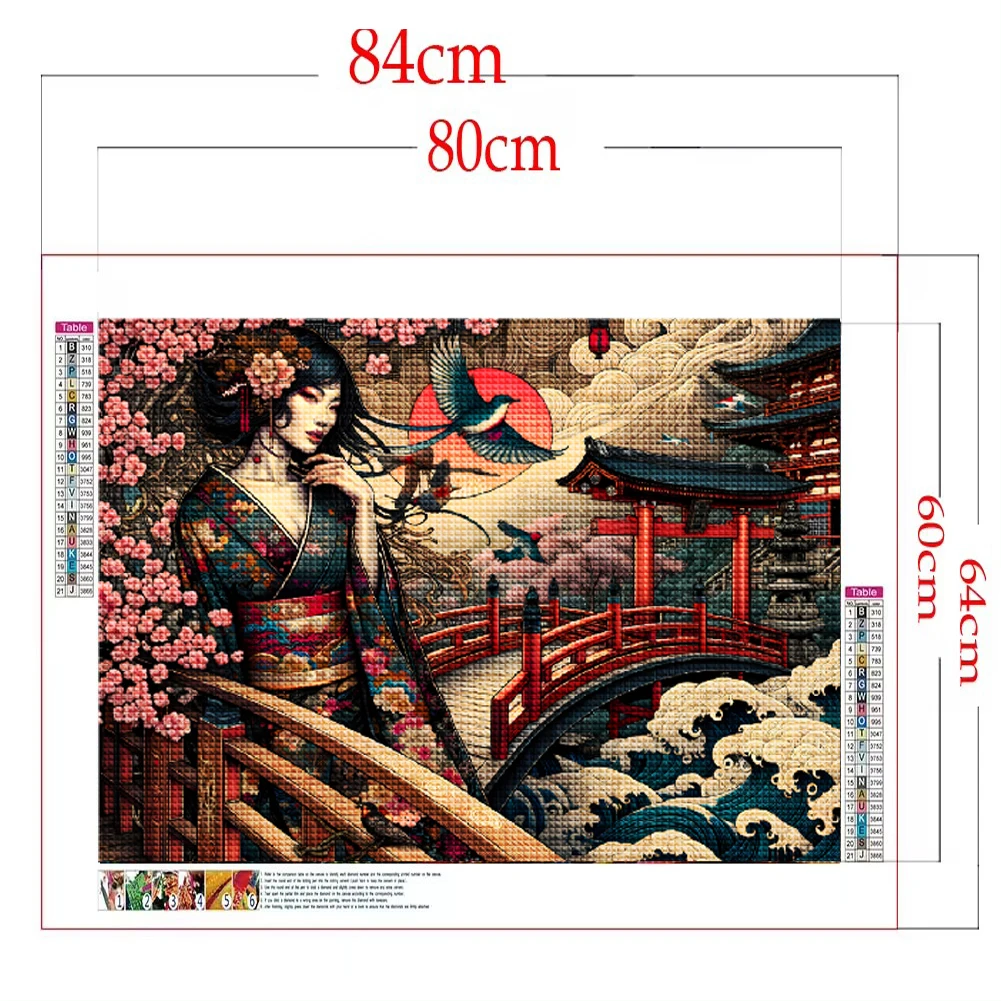 Traditional Japanese,Beautiful Woman,Cherry Blossoms DIY Diamond Painting Cross Stitch Kits Full Diamond Mosaic Embroidery Sale