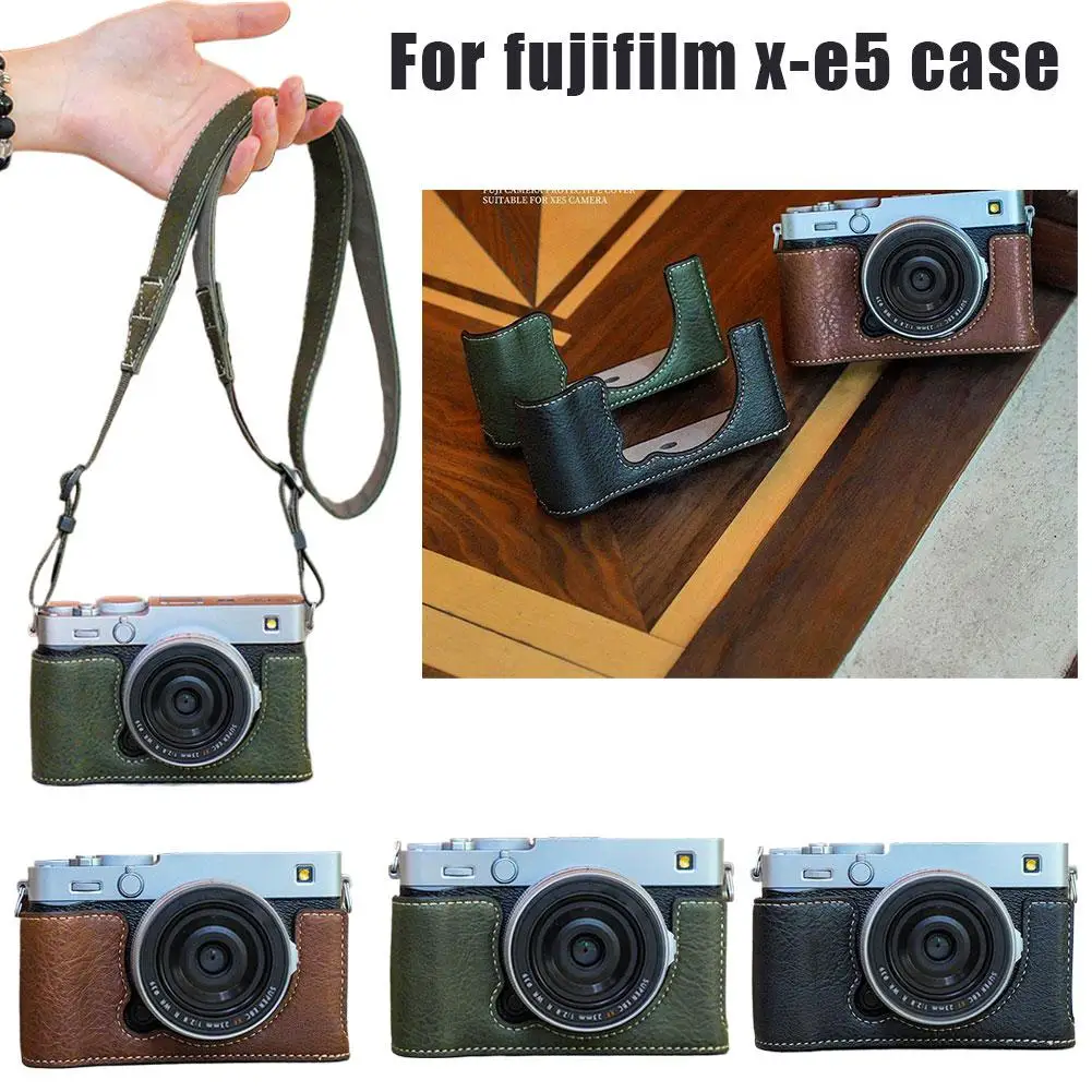 Retro Leather Case For Fujifilm Xe5 Digital Camera - Protective With Strap And Grip Leather Camera Half Bag Body Camera Cases
