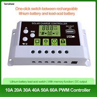 Solar Charge Controller 10A-60A  Auto 12V 24V Lithium / Lead-Acid Battery Charge Discharge Controller PWM USB DC Output