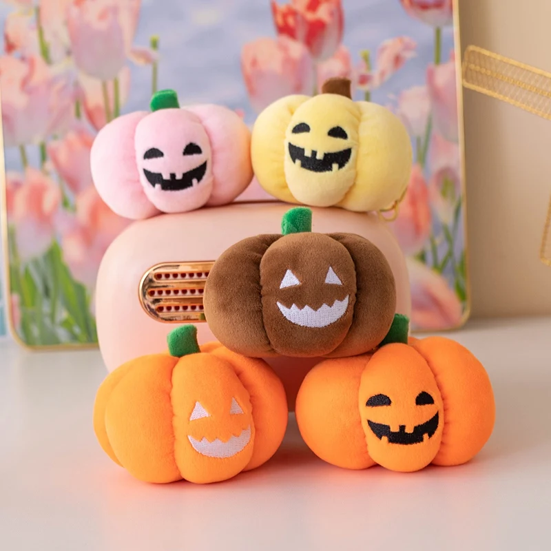 Creative Halloween Pumpkin Noctilucent Pumpkin Plush Toys Keychain Funny Night Light Pumpkin Pendant Dolls Cute Halloween Gift