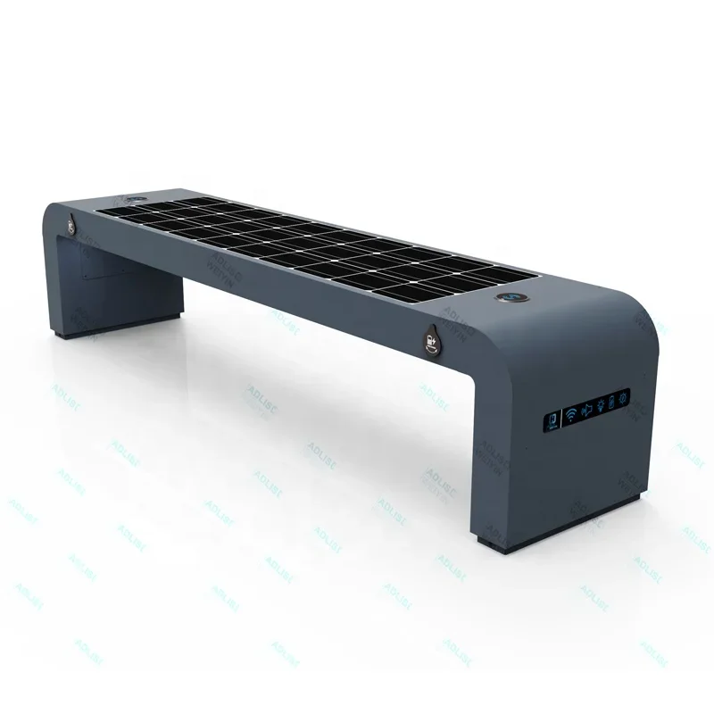 Высококачественная стальная уличная беспроводная зарядная скамейка на солнечной энергии, умная мебель для парков