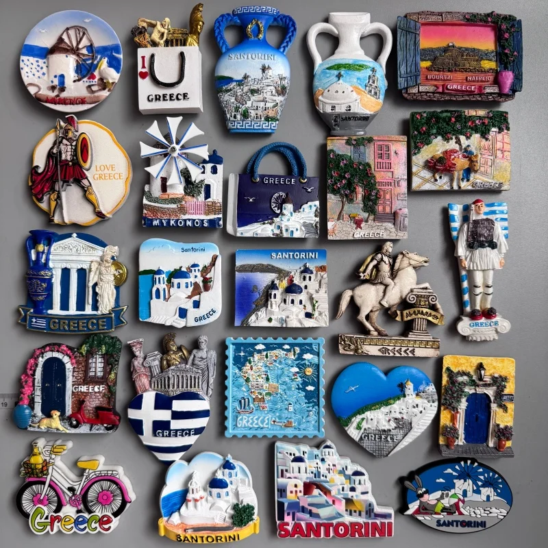 Greek Aegean Santorini Mykonos Island Windmill House Fridge Magnet Greece Tourist Souvenirs Magnetic Refrigerator Stickers