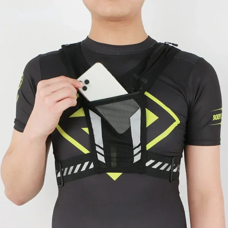 Reflective Running Backpack Lightweight Sports Running Cycling Vest Mobile Phone Cards Bag Men and Women Jogging Fitness Vest