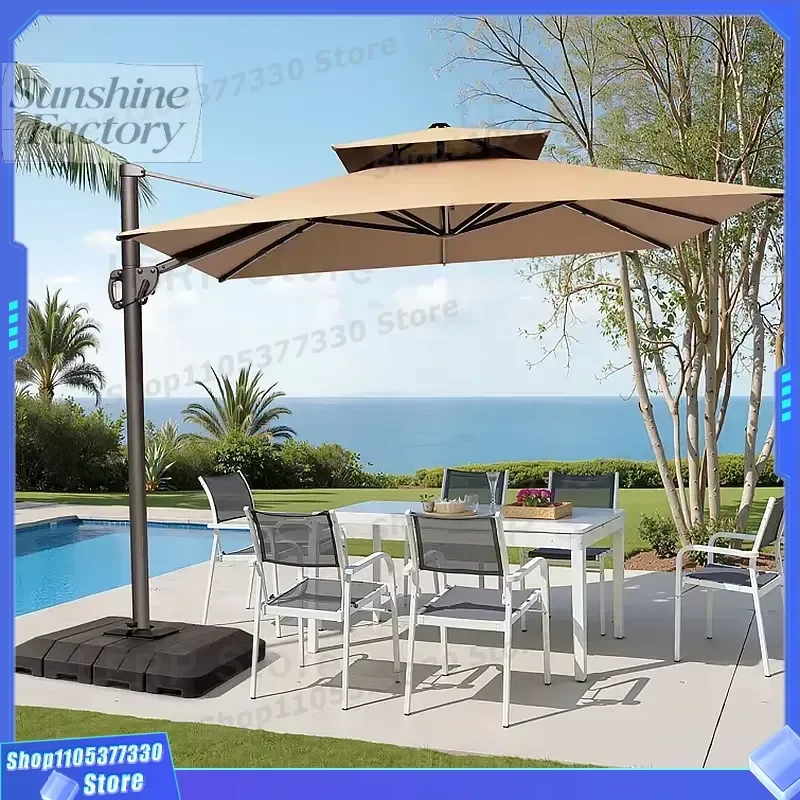 2025 New Patio Umbrella with Solar LED Outdoor Umbrellas Gardens Sun Shade Patio Umbrellas & Bases