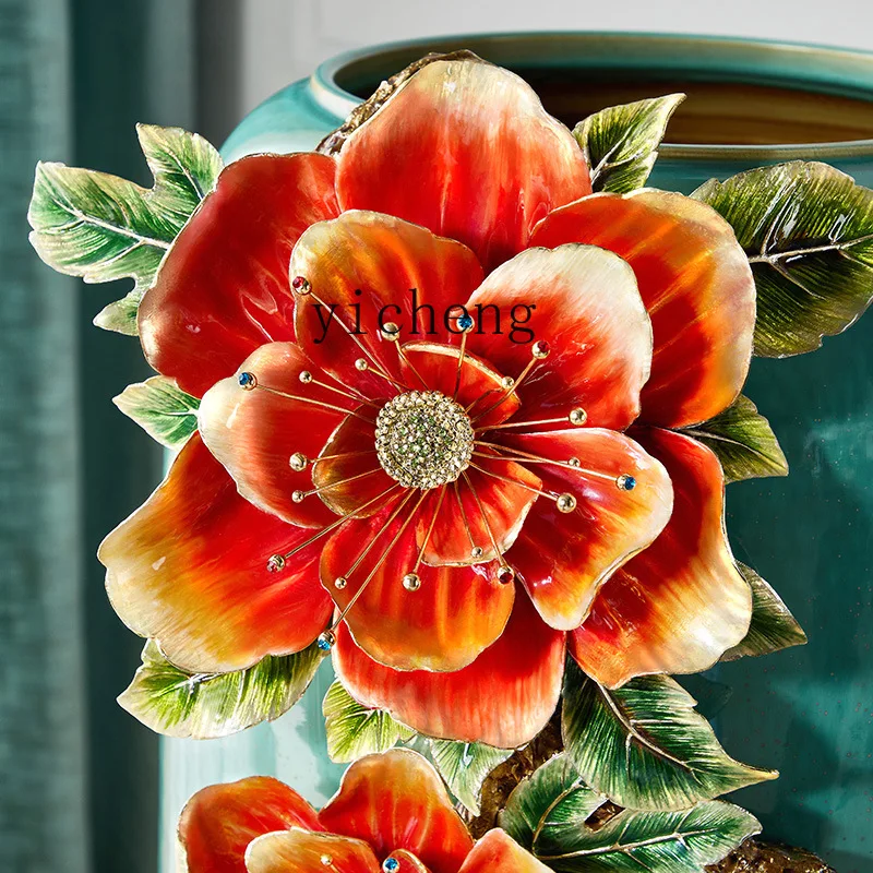 

Floor-standing Enamel Color Large Vase European-style Villa Living Room Sofa Side High-end Decoration