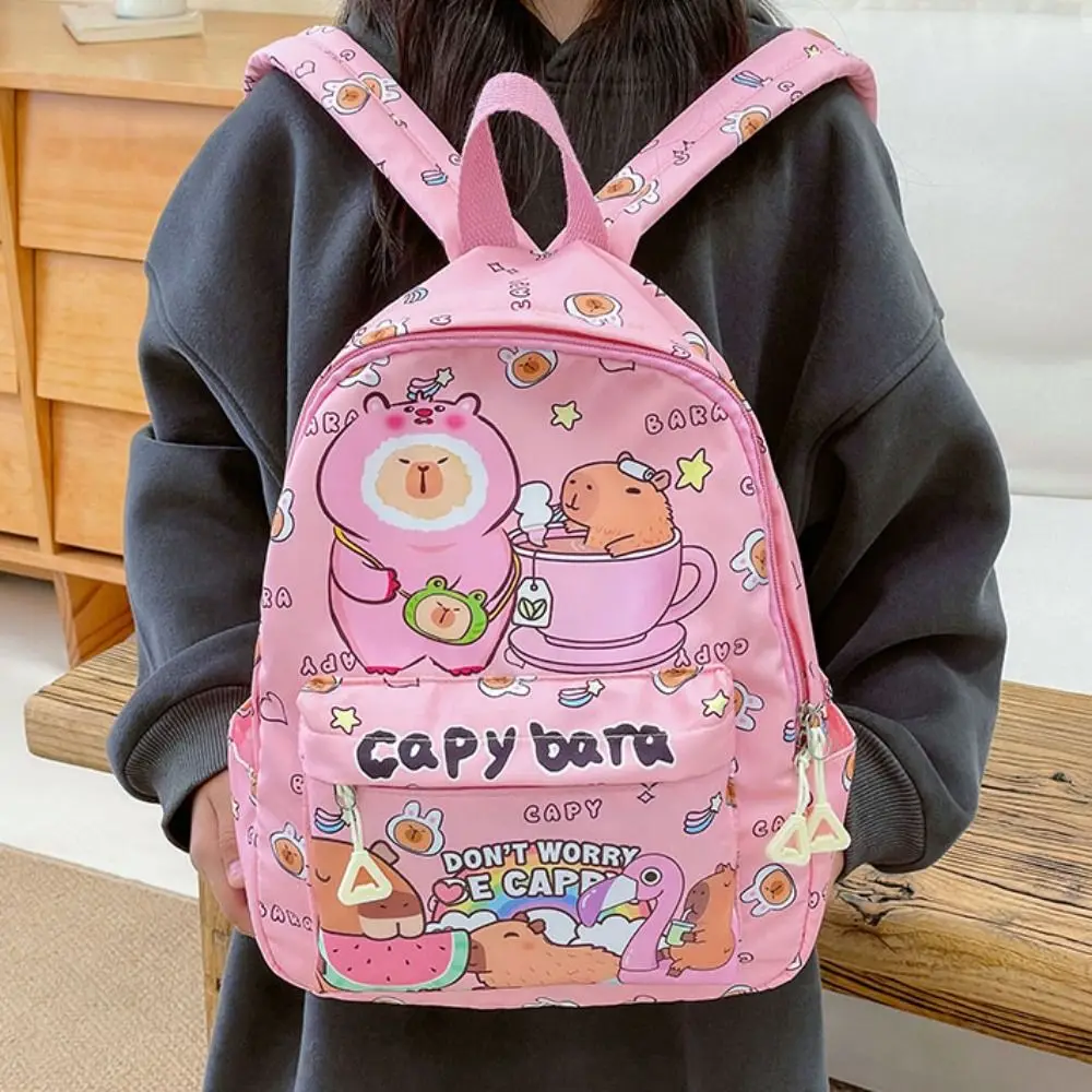 Cute Large Capacity Capybara Backpack Breathable Cartoon Student Schoolbag Nylon Ultra-light Book Bag