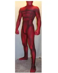 Halloween Adults Scarlet Superhero Cosplay Costume Printed Bodysuit Zentai Suit Party Jumpsuit