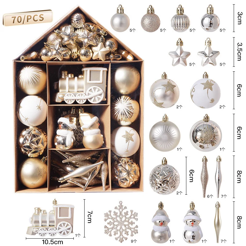 

70pcs Christmas Balls Ornament Set Xmas Tree Hanging Pendant Christmas Decorations For Home 2024 Navidad Noel New Year Gifts