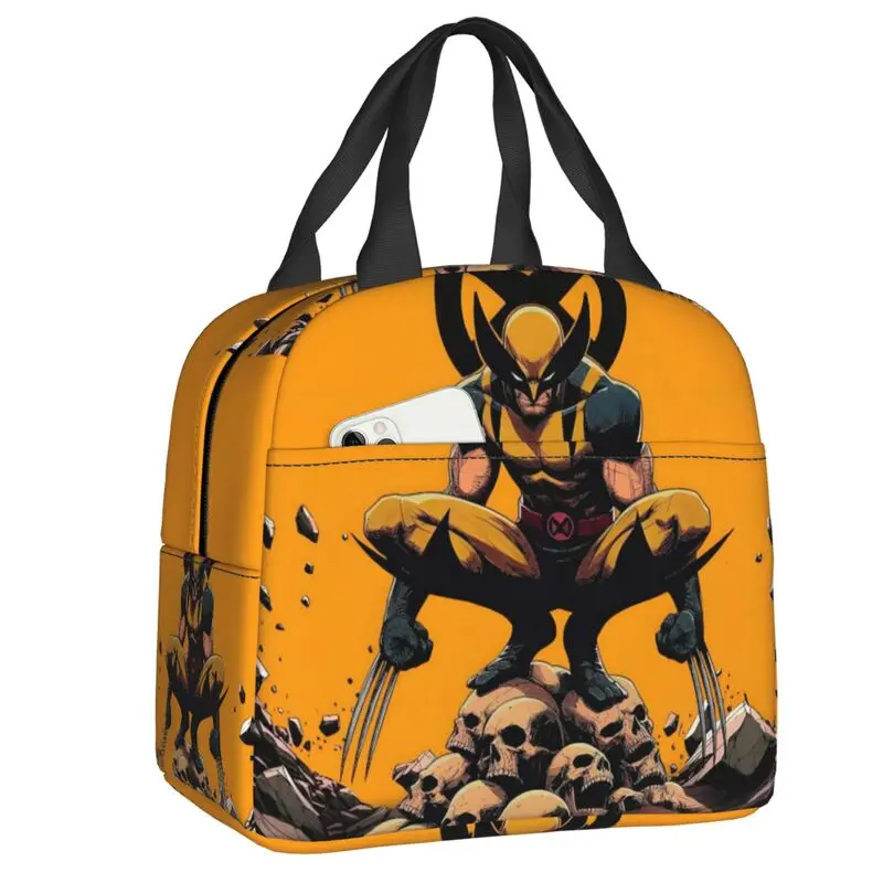 

Custom Wolverine Anime Cartoon Lunch Bag Women Cool Superhero Cooler Warm Insulated Lunch Boxes for Adult Office