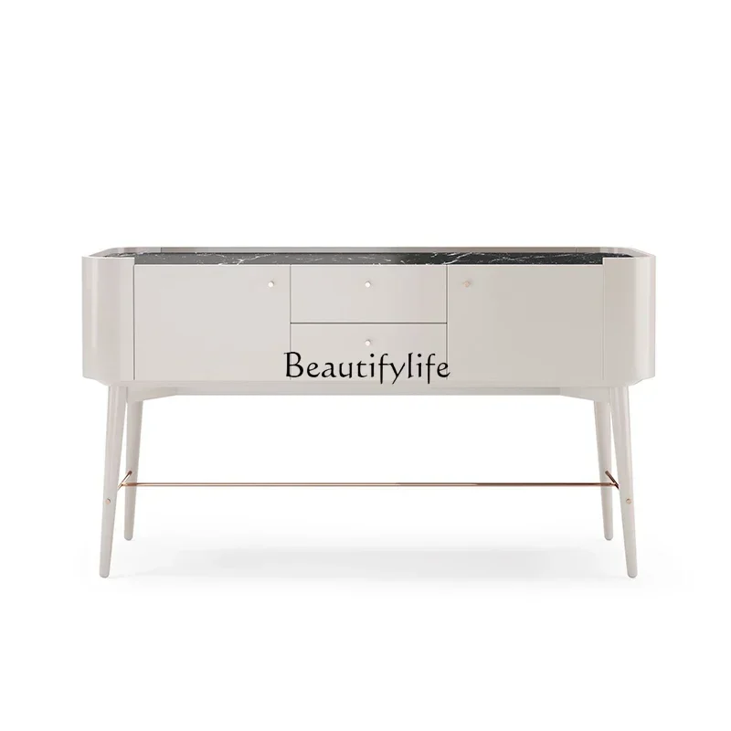 09z.Italian minimalist marble countertop Entrance table Living room corridor End view table Decorative cabinet