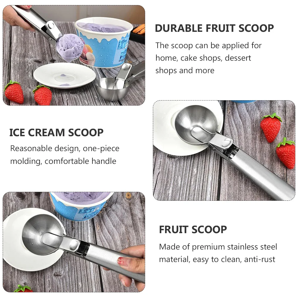 

4 Pcs Stainless Steel Ice Cream Scoop Sweet Scoops Fruit Small Spoons Scooper Kitchen