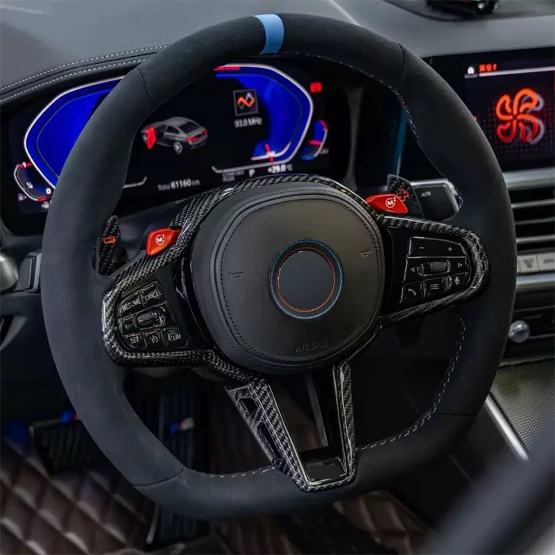 CS عجلة القيادة الكانتارا لسيارات BMW 1 2 3 4 5 6 7 8 Series G20 G26 G30 G01 G02 G80 G82 G87 F90 F95 F96 M3 M4 اكسسوارات السيارات