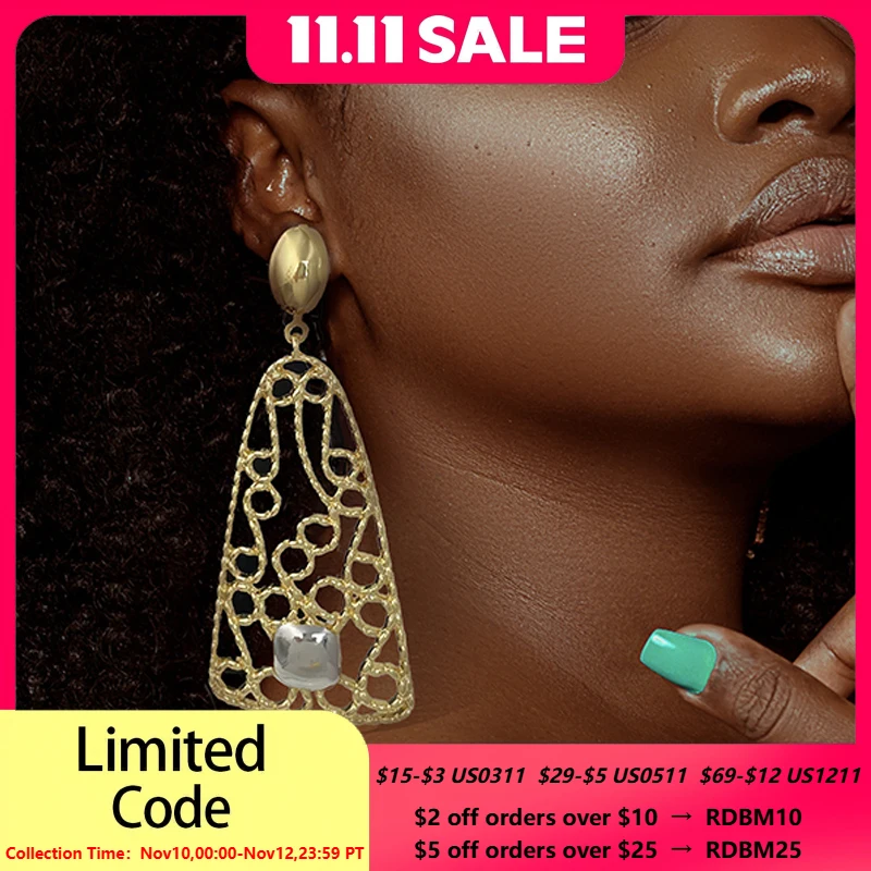 

Large Size Women Drop Earrings Charming 18k Gold Plated Big Earrings Fashion Jewelry Wedding Party Accessories Gift Trending