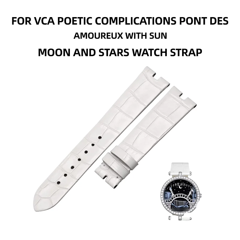 PARA VAN CLEEF & ARPELS COMPLICACIÓN POETICAS PONT DES AMOUREUX SUN MOON AND STARS ALLIGATOR CINTA DE RELOJ DE CUERO
