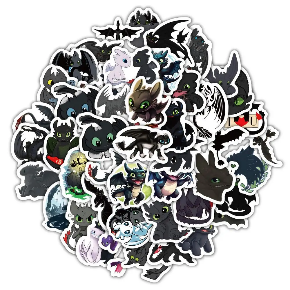 60Pcs/Set Cartoon Black Dragon Toothless Anime DIY Stickers Kawaii Compute Mobile Phone Water Cup Cute Sticker