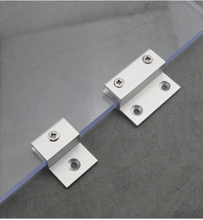 4Pcs Aluminum Alloy Glass Acrylic Mirror Wall Mount Clip Holder H Shaped