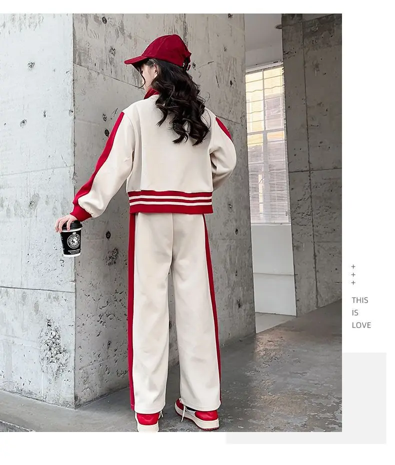 2024 autumn winter Sweatshirt Girls Children set Clothes striped zipper jacket tops + pants 2pcs tracksuit teens 5 8 10 12 year