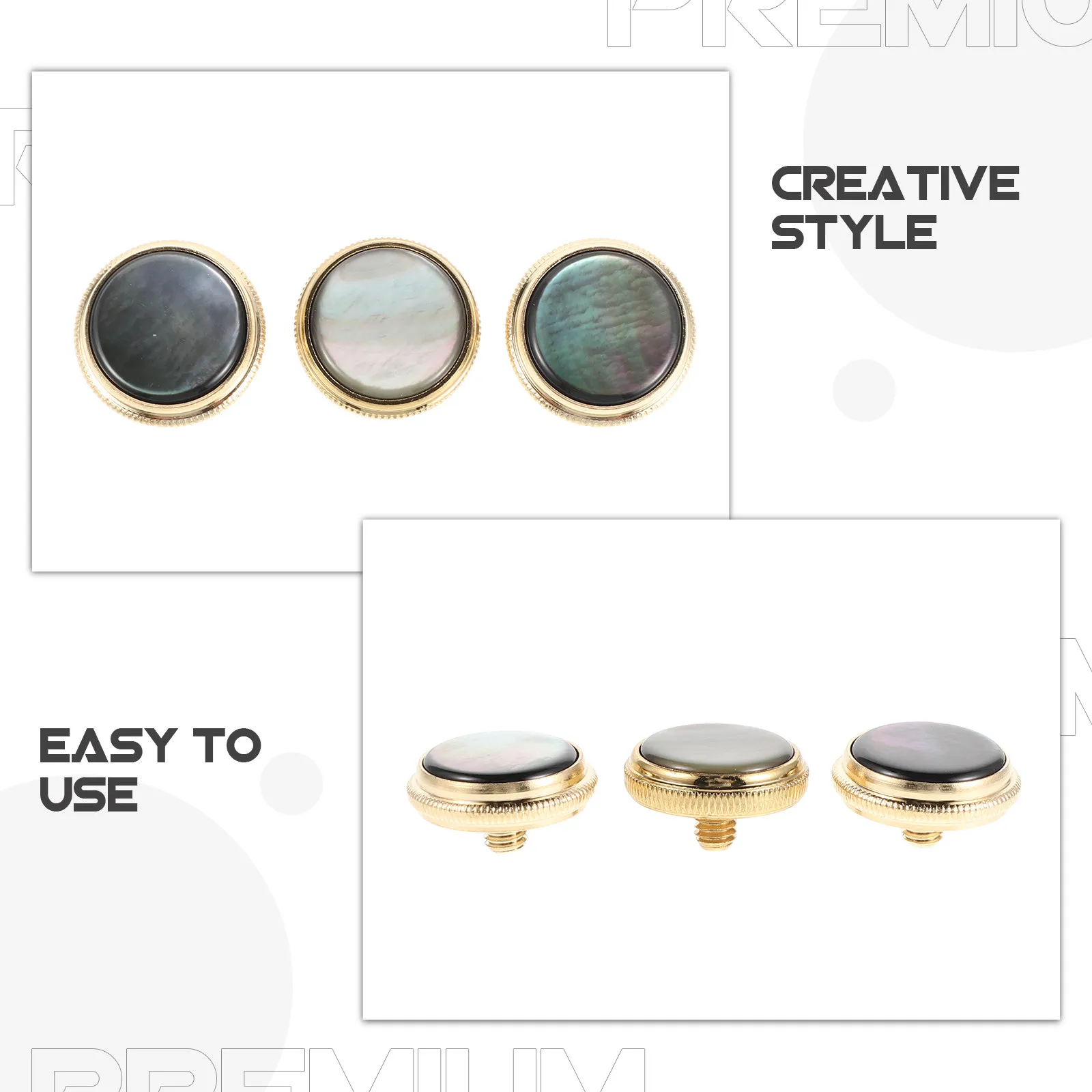 3Pcs Trumpet Valve Finger Buttons Replacement Nickel-Plated Metal Valve Caps Black Shell Inlays Trumpet Key Caps Musical