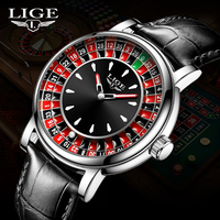 LIGE Fashion Men's Watches Featured Dial Las Vegas Roulette Table Desk Theme waterproof quartz wristwatch for men reloj hommes