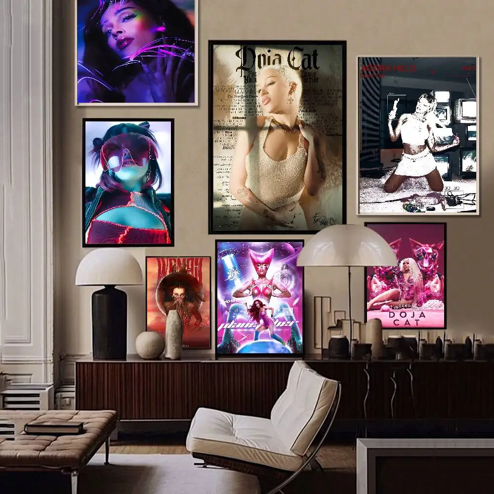 Newly Pop Rapper Doja Cat Single Vintage Posters Sticky Retro Kraft Paper Sticker DIY Room Bar Cafe Kawaii Room Decor