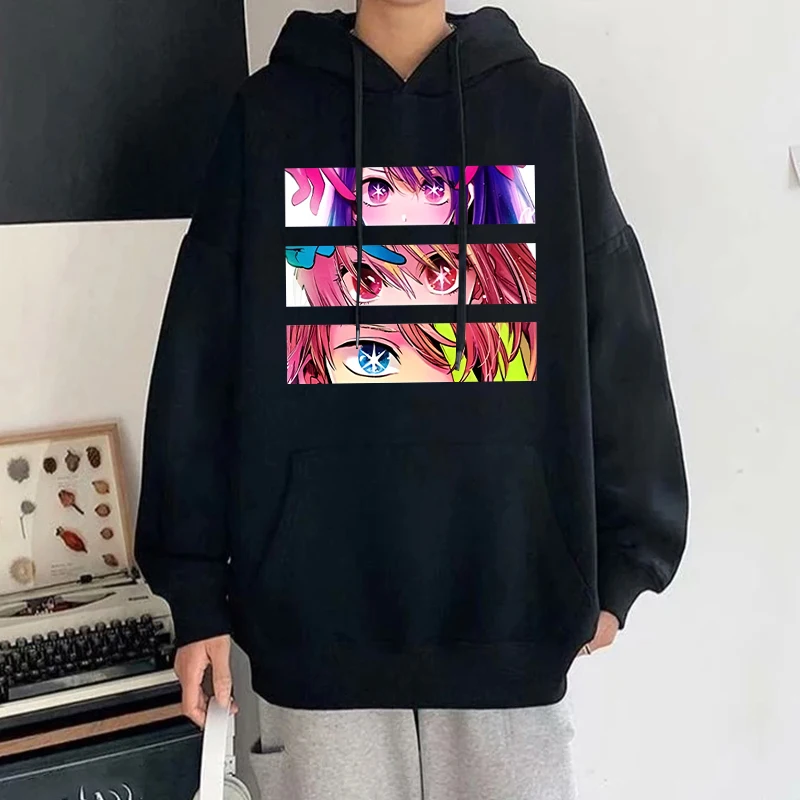 Funny Anime Eyes Printing Hoodies Fashion Women Men Autumn Winter Sweatshirt Ladies Streetwear Pullover