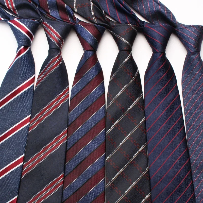 

New navy blue series tie for men's business fashion diagonal stripe small flower 8cm polyester silk tie