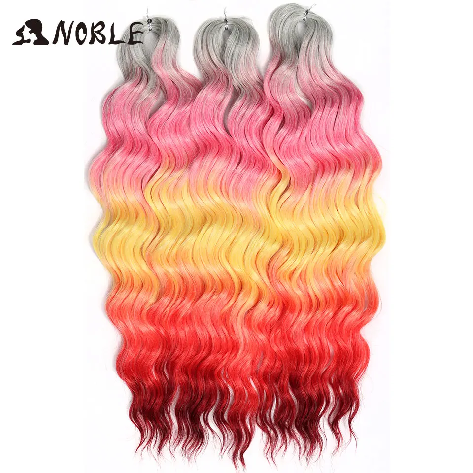 Edle 24 Zoll Synthetische Haarverlängerungen mit Wasserwellenmuster, Ombre-Regenbogenfarben, Tiefe Wellenlocken, Twist-Crochet-Haarverlängerung – Detail 6