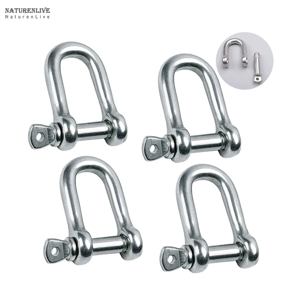 

4 piece 5/16 inch 8 mm screw pin anchor shackle Stainless Steel Heavy duty bow load clip for chain Wirerope elevator outdoor