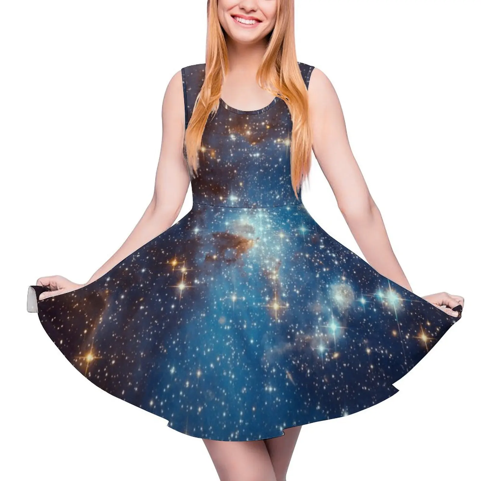 

Blue Nebula Stars Space Sleeveless Dress Prom gown dresses summer